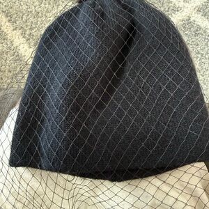H&M Black Hat/Beanie with Veil